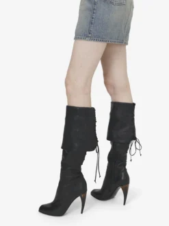 Stivali al ginocchio con tacco a corno da Donna in Nero