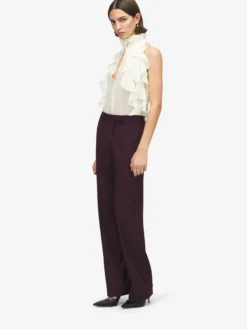 Top con volant da Donna in Crema