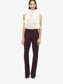 Top con volant da Donna in Crema