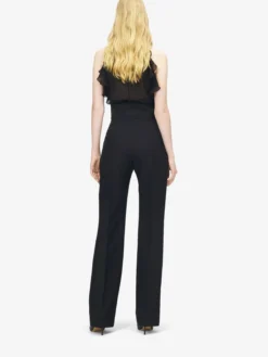 Top con volant da Donna in Nero