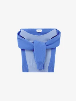 Top in maglia effetto trompe-l’œil in lana e cashmere da Donna in Blu