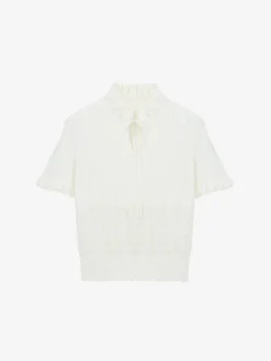 Top in maglia pointelle da Donna in Avorio