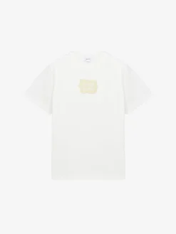 T-shirt con patch e logo ricamato da Donna in Avorio