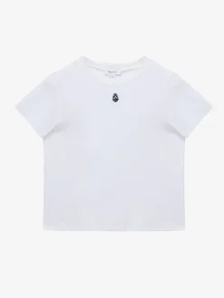 T-shirt con ricamo Skull da Donna in Bianco Ottico