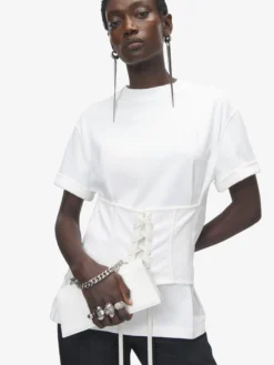 T-shirt corsetto da Donna in Avorio