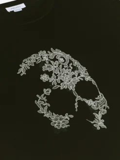T-shirt Skull in pizzo da Uomo in Nero